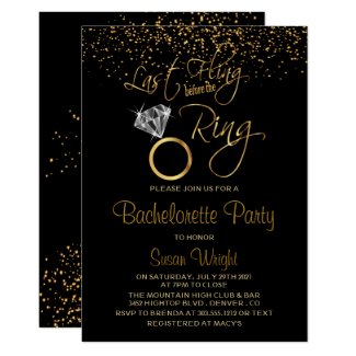 Last Fling Before the Ring Bachelorette - Gold Invitation