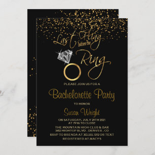 Last Fling Before the Ring Bachelorette - Gold Invitation