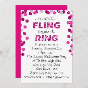 Last Fling Before The Ring Bachelorette Party Invitation