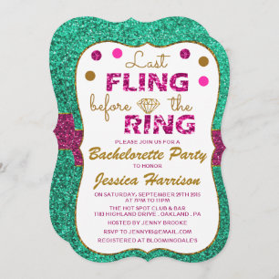 Last Fling Before The Ring - Bachelorette Party Invitation
