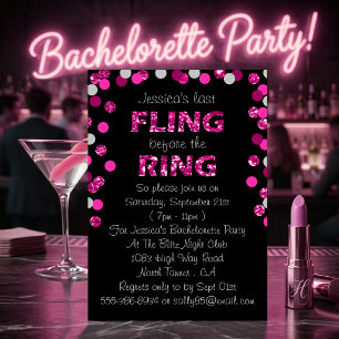 Last Fling Before The Ring Bachelorette Party Invitation