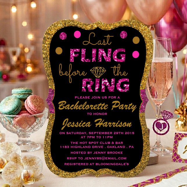 Last Fling Before The Ring - Bachelorette Party Invitation (Creator Uploaded)
