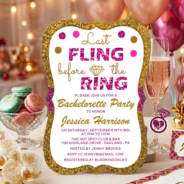 Last Fling Before The Ring - Bachelorette Party Invitation (Creator Uploaded)