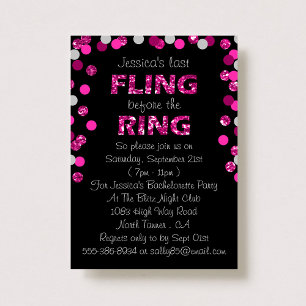 Last Fling Before The Ring Bachelorette Party Invitation