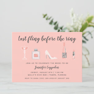 Last Fling Before the Ring Bachelorette Party Invitation