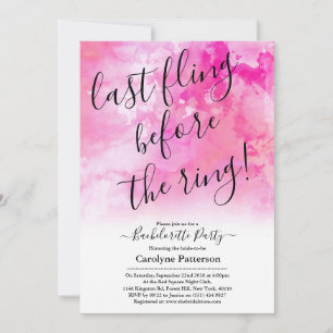 Last Fling Before The Ring Bachelorette Party Invitation
