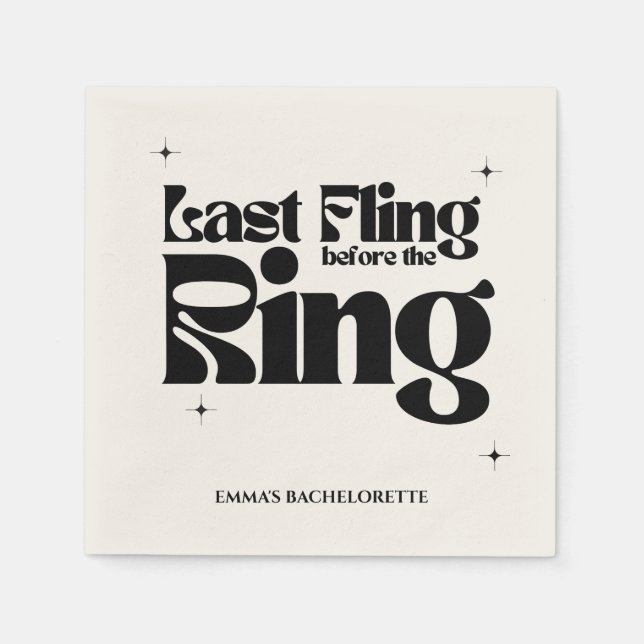 Last Fling Before the Ring Bachelorette Party Napkins (Front)