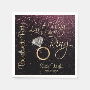 Last Fling Before the Ring Bachelorette Rose Gold Napkins