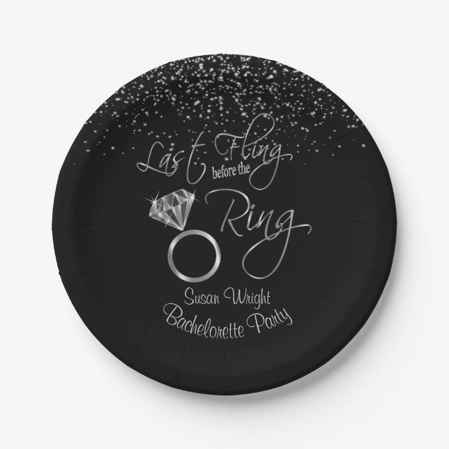 Last Fling Before the Ring Bachelorette - Silver Paper Plates (Front)