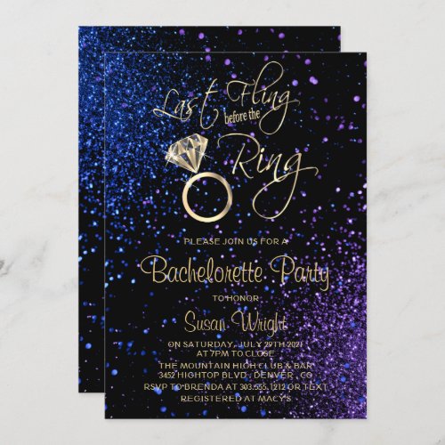 Last Fling Before the Ring  Blue_Purple Invitation