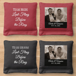 Last Fling Before the Ring Bride and Groom Cornhole Bags