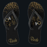 Last Fling Before the Ring - Gold - Bride Flip Flops<br><div class="desc">Flip Flop Shoes ready for you to personalize. Matching products are available or you can just transfer the design to another product. If need be... you can delete all text and start fresh with your own text, color and font choices with the Zazzle design tool area. ✔Note: Not all template...</div>