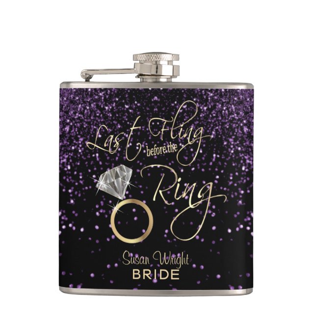 Last Fling before the Ring - Purple Flask (Front)