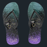 Last Fling Before the Ring - Purple & Teal Flip Flops<br><div class="desc">🥇AN ORIGINAL COPYRIGHT ART DESIGN by Donna Siegrist ONLY AVAILABLE ON ZAZZLE! Flip Flop Shoes ready for you to personalize. Matching products are available or you can just transfer the design to another product. If need be... you can delete all text and start fresh with your own text, color and...</div>