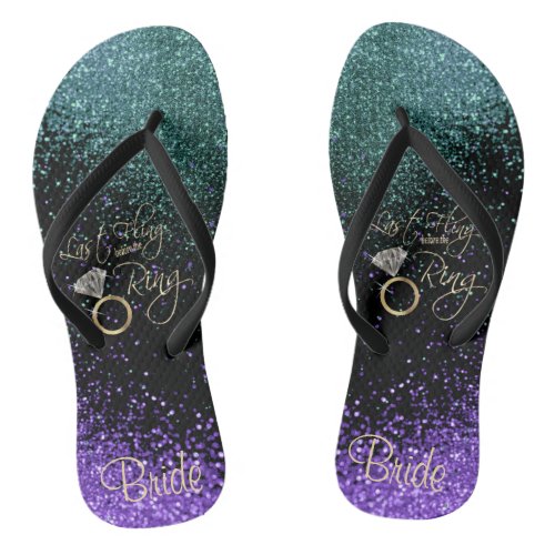 Last Fling Before the Ring _ Purple  Teal Flip Flops