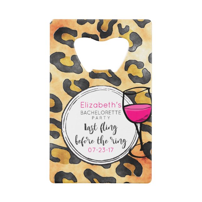 Last Fling Before The Ring Wild Bachelorette Party Credit Card Bottle Opener (Front)