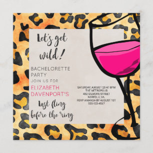 Last Fling Before The Ring Wild Bachelorette Party Invitation