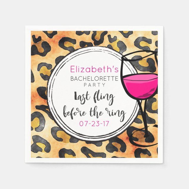 Last Fling Before The Ring Wild Bachelorette Party Napkins (Front)