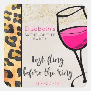 Last Fling Before The Ring Wild Print Bachelorette Square Sticker