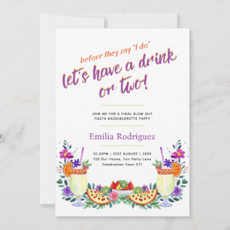 Last Fling Fiesta Cocktails Tacos Bachelorette Invitation