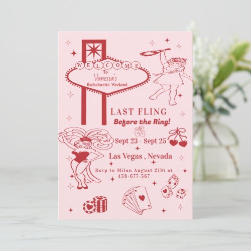 Last Fling Las vegas Bachelorette itinerary Invitation
