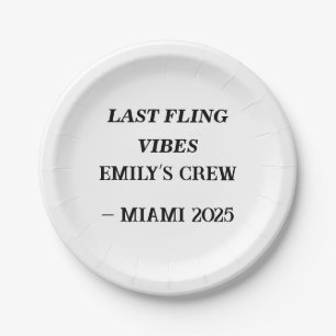 Last Fling Vibes Custom Plates– Bachelorette Party Paper Plates