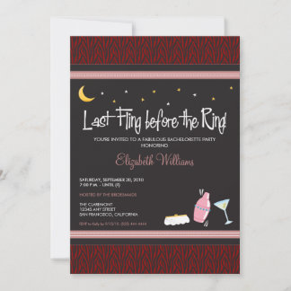 Last Fling Zebra Bachelorette Invitation (crimson)