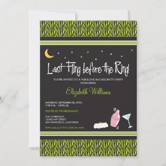 Last Fling Zebra Bachelorette Invitation (lime)