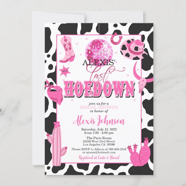 Last Hoedown Bachelorette/Bridal Shower Invitation (Front)