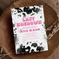 Last Hoedown Cow Print Hot Pink Bridal Shower