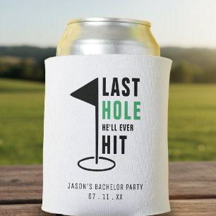 Last Hole Golf Bachelor Party White Can Cooler