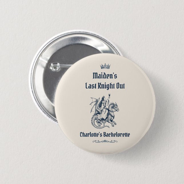 Last Knight Out Medieval Bachelorette Party Button (Front & Back)