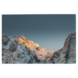 Last light before sunset on mountains metal print