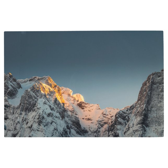 Last light before sunset on mountains metal print (Front)