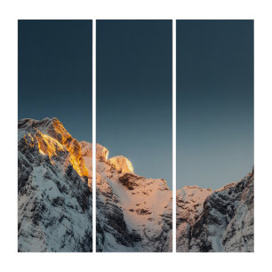 Last light before sunset on mountains triptych