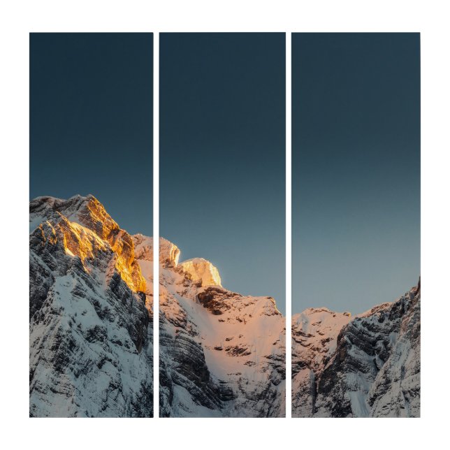 Last light before sunset on mountains triptych (Front)