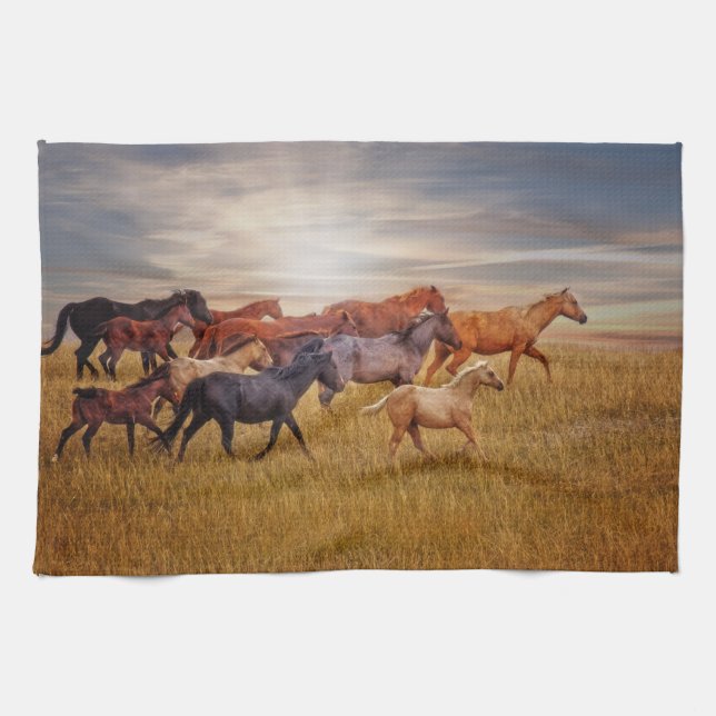 Last Light's Run Horse Kitchen Towel (Horizontal)