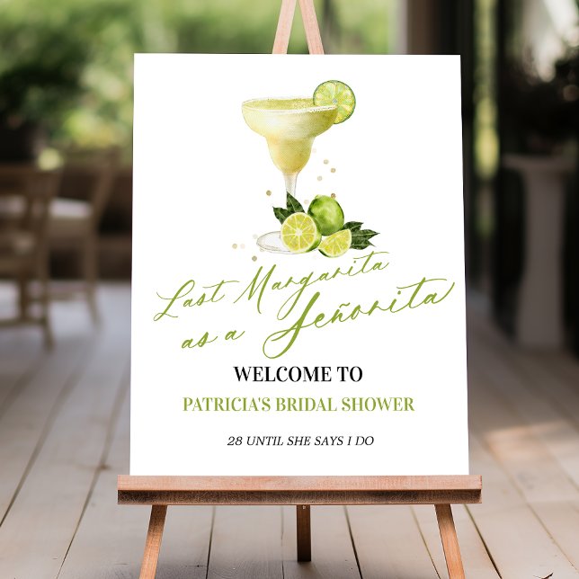 Last Margarita As A Señorita Bridal Shower Welcome Foam Board (Creator Uploaded)