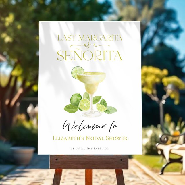 Last Margarita As A Señorita Bridal Shower Welcome Foam Board (Creator Uploaded)