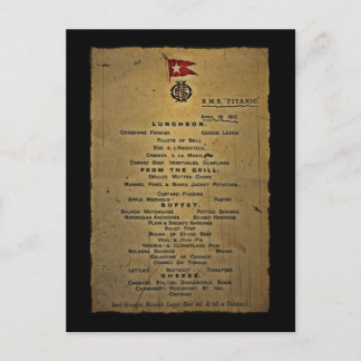 Last Menu RMS Titanic