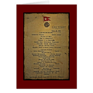 Last Menu RMS Titanic Cards