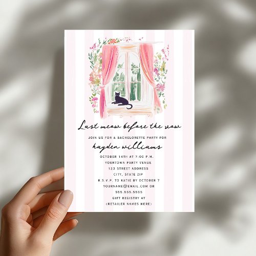 Last Meow Black Cat Bachelorette Invitation