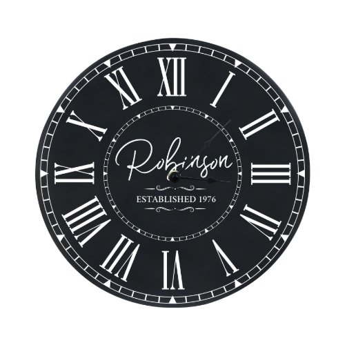 Last Name and Year Established Family Wall Clock