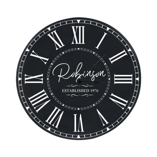 Last Name and Year Established Family Wall Clock (Front)