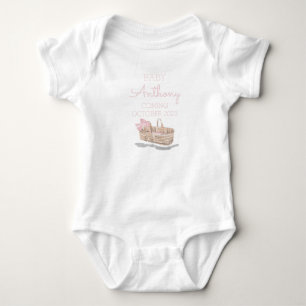 Last Name Announcement Baby Basket Pink Custom Bodysuit