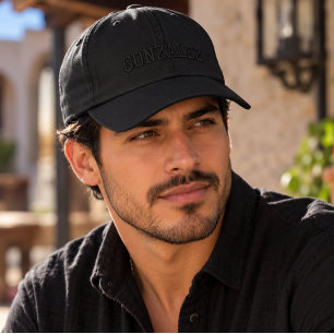 Last Name Black on Black Embroidered Monochrome  Baseball Cap