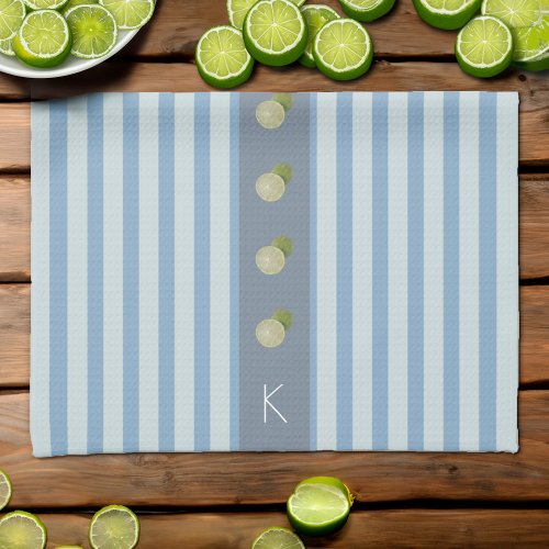 Last Name Blue Green Striped Lime Kitchen Towel