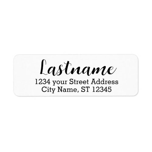 Last Name _ Boulevard Script font _ Return Address Label