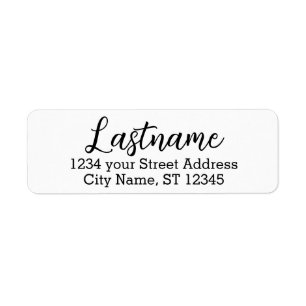 Last Name - Everglow Script font - Return Address Label