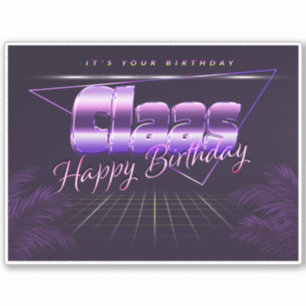 Last name first name purple retro sticker birthday